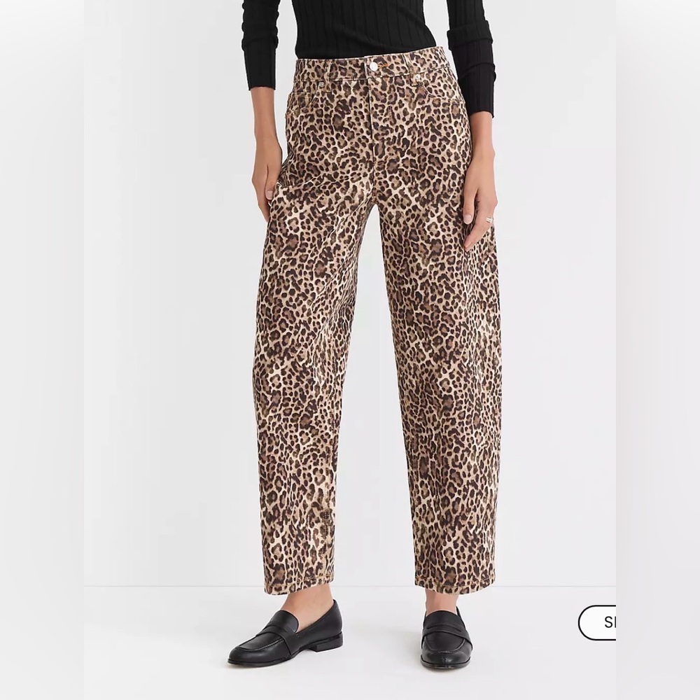 LOFT Leopard Print Barrel Leg Pants